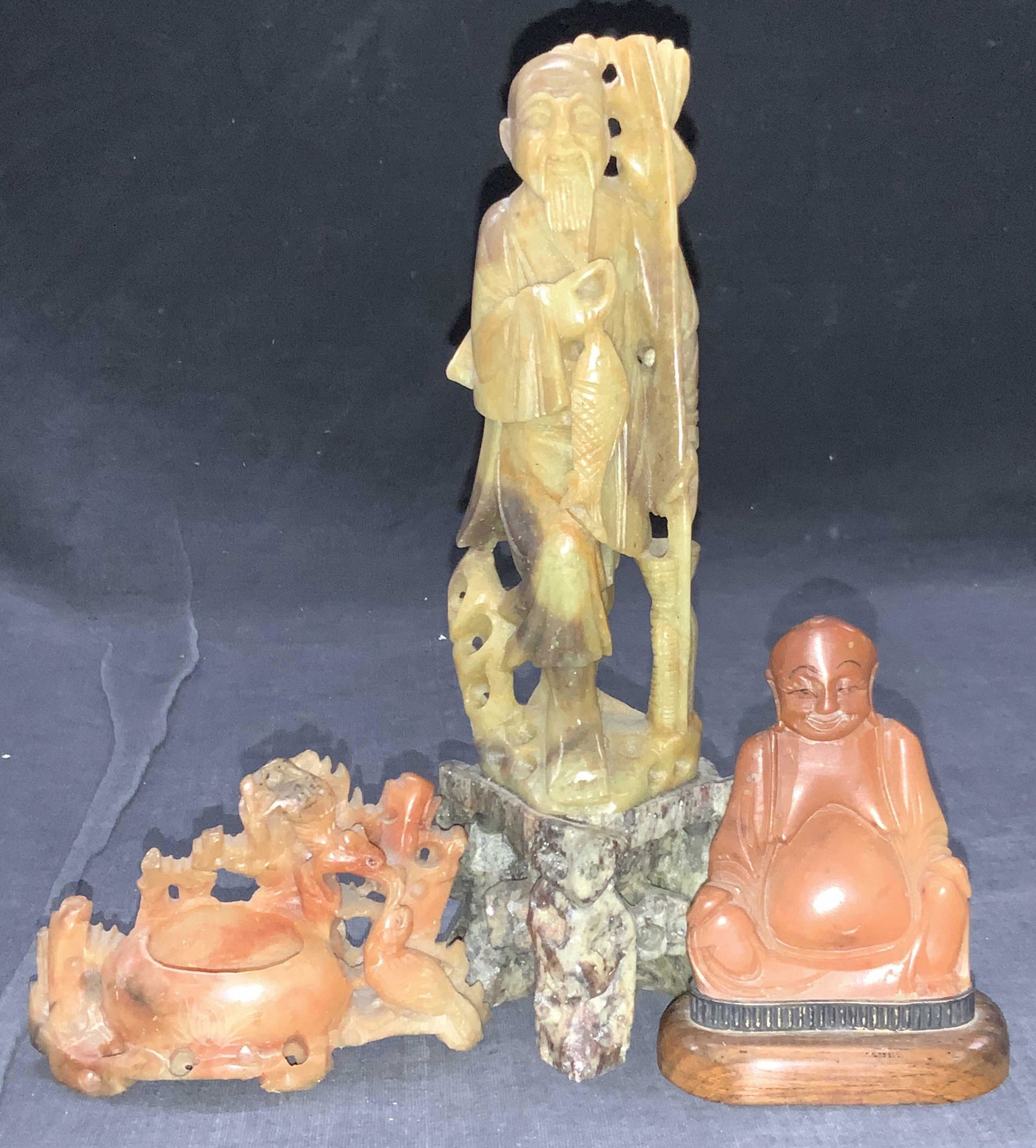 3 Assorted Carved Natural Stone Asian Figures (1 of 8)