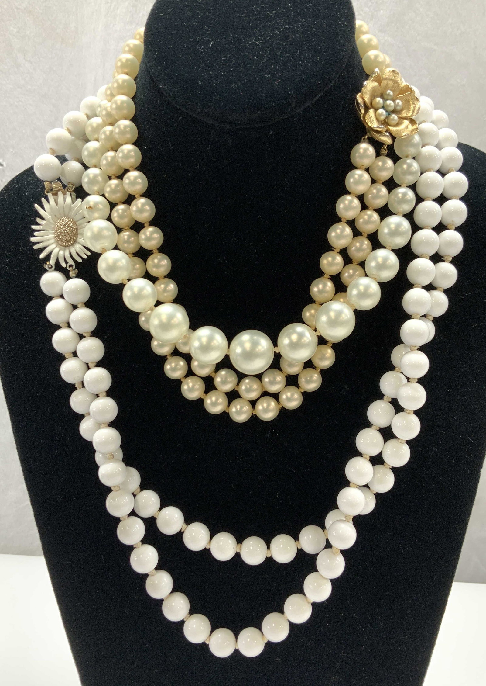 Lot 3 singed MARVELLA Beaded Costume Necklaces (1 of 8)