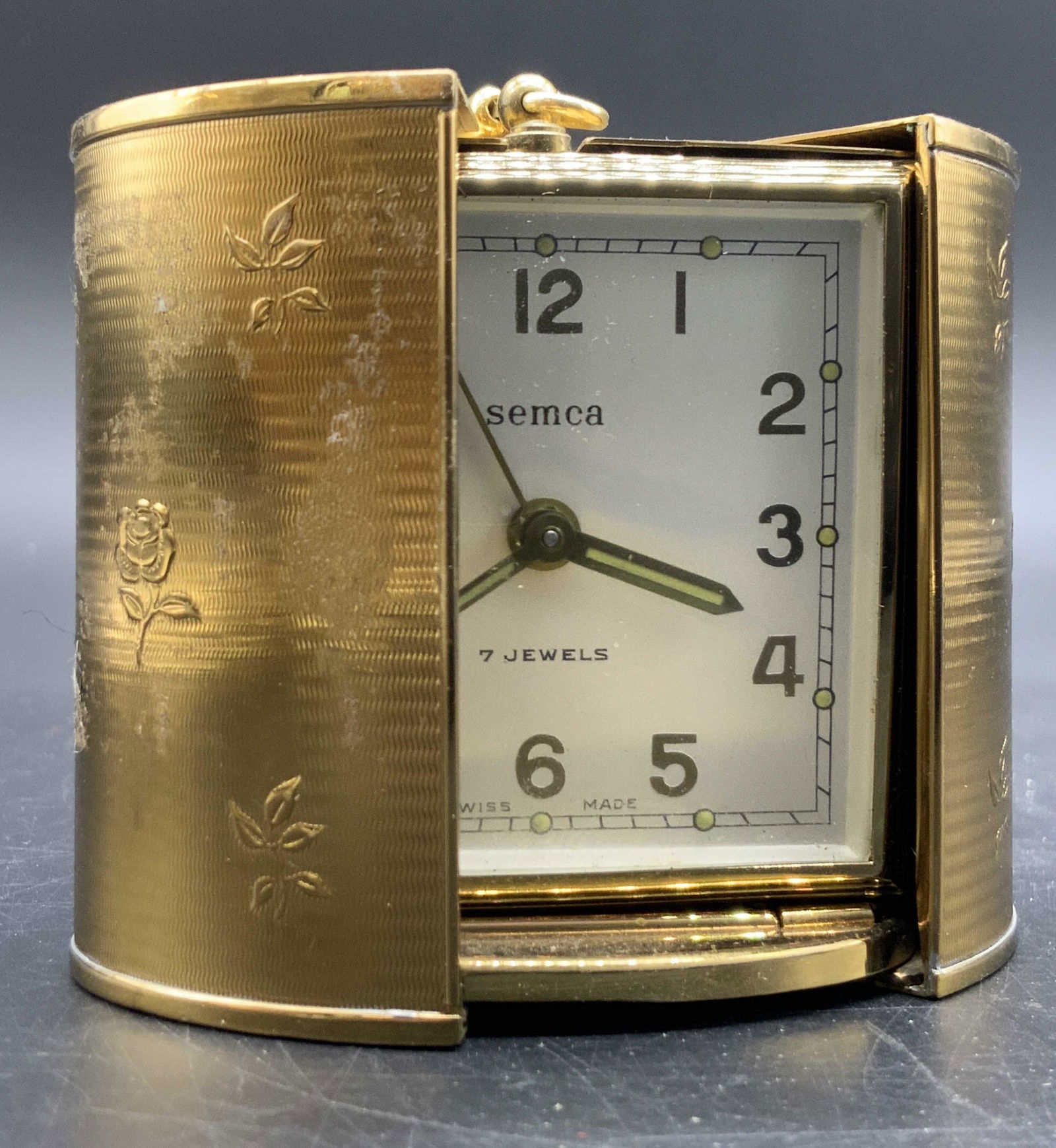 SEMCA 7 JEWELS Swiss Made Portable Clock (1 of 9)