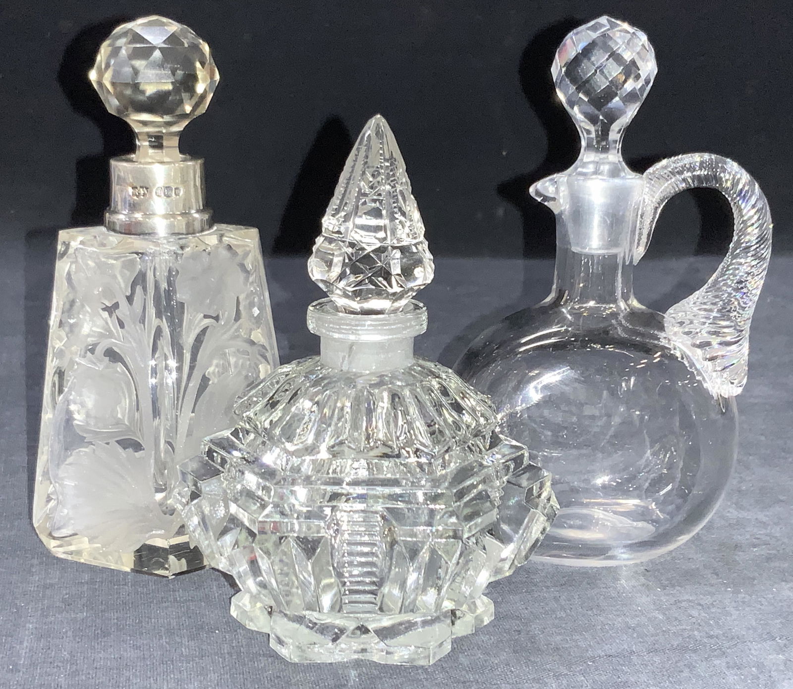 3 Assorted Hand Blown Glass & Sterling Bottles (1 of 8)