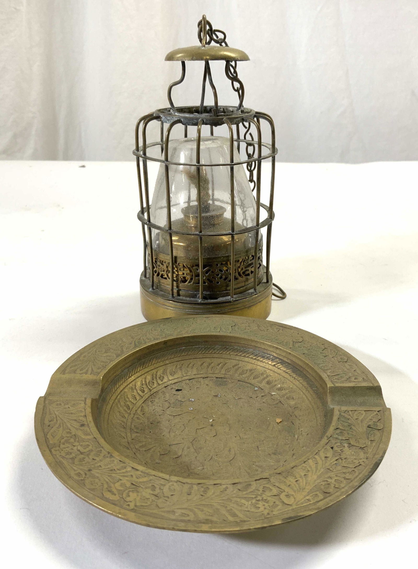 Lot 2 Brass Trinket Dish & Lantern (1 of 6)
