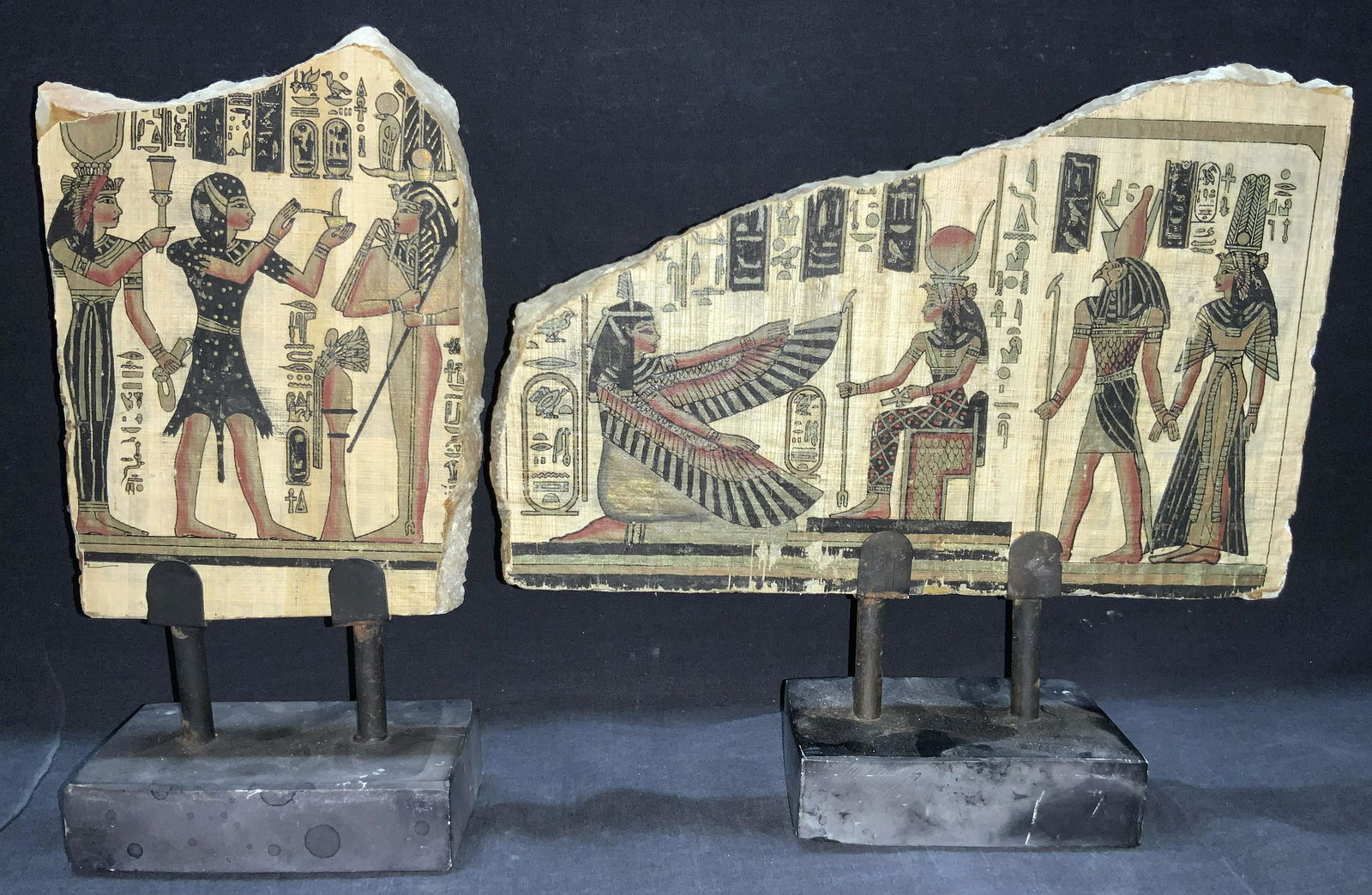 2 Egyptian Papyrus On Marble Tabletop Accessories (1 of 13)