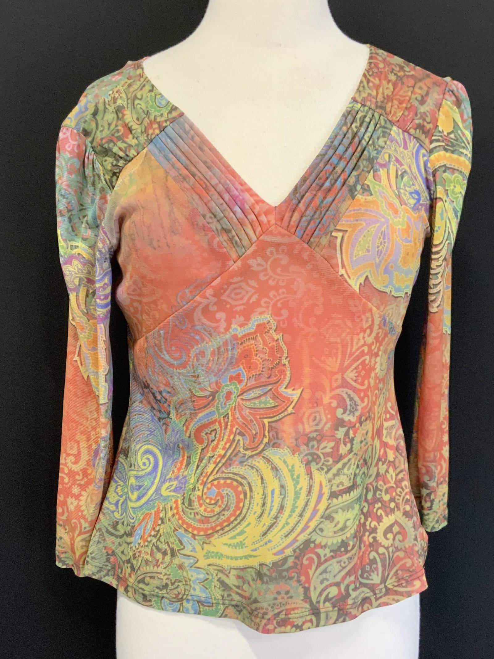 Sheer Graphic Print Paisley Top (1 of 6)