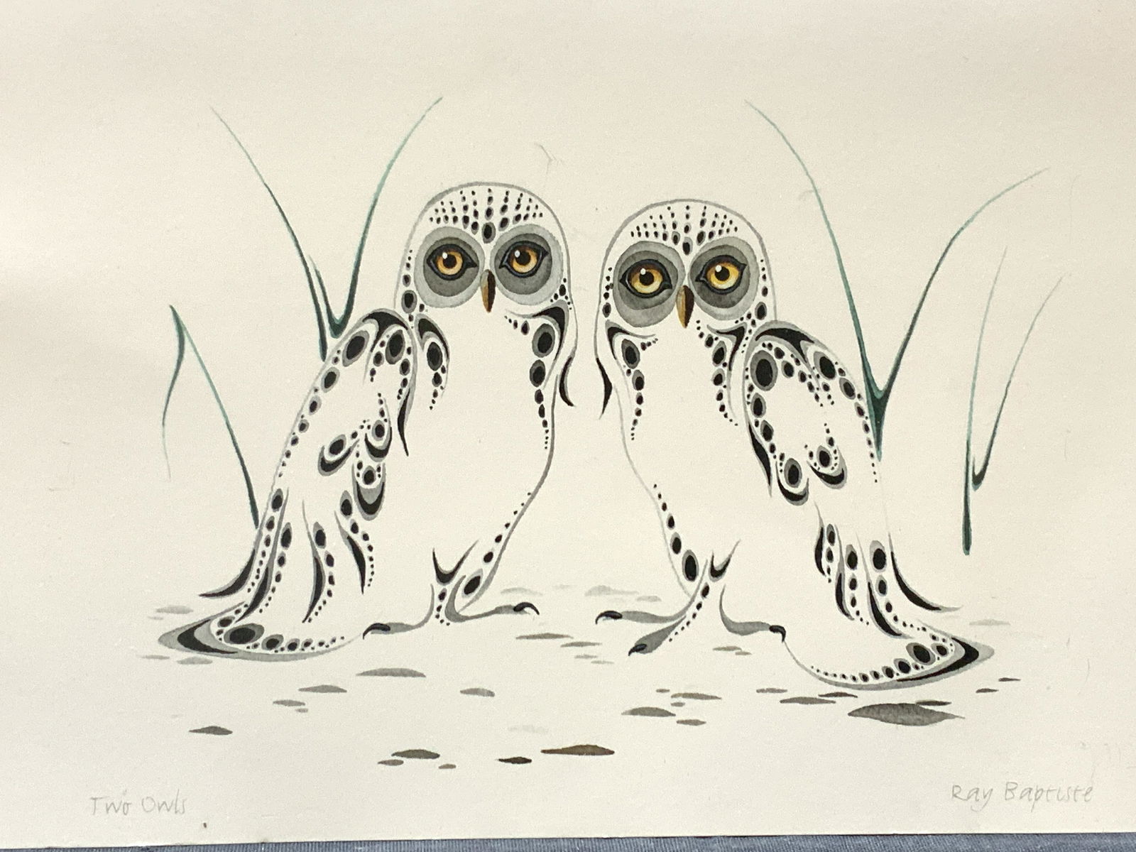 Ray Baptiste Two Owls Lithograph Card (1 of 7)