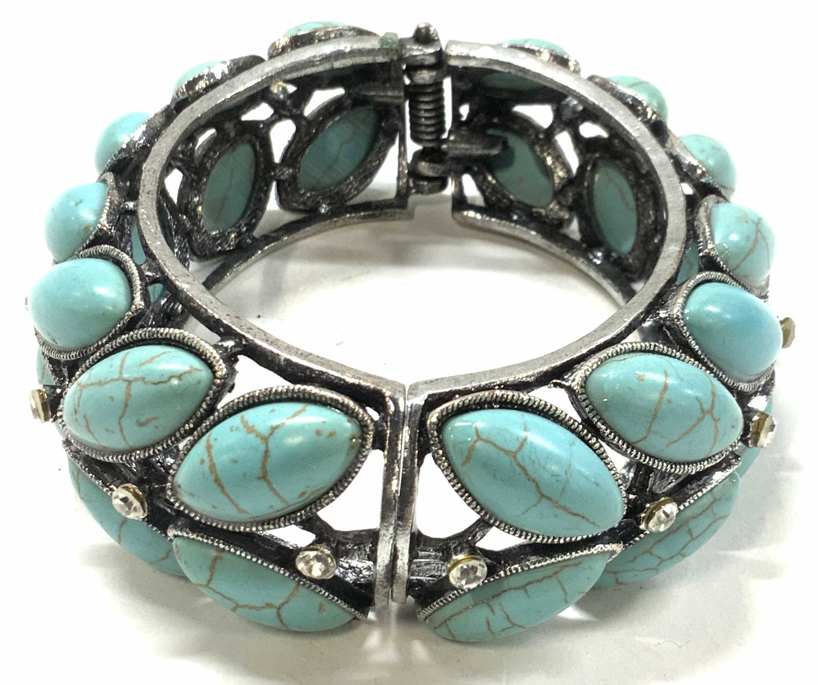 Chunky Turquoise Hinged Cuff Bracelet, Jewelry (1 of 7)