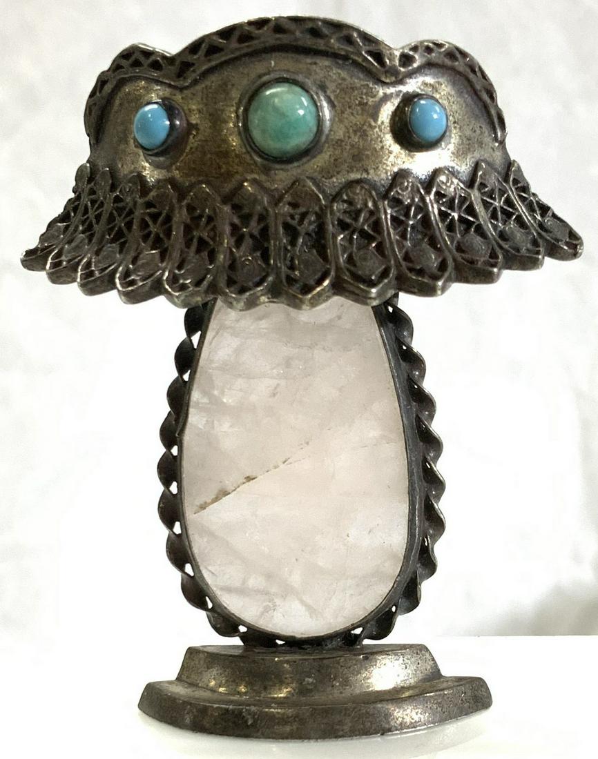 Sterling Silver Rose Quartz Lamp Brooch, Jewelry (1 of 8)