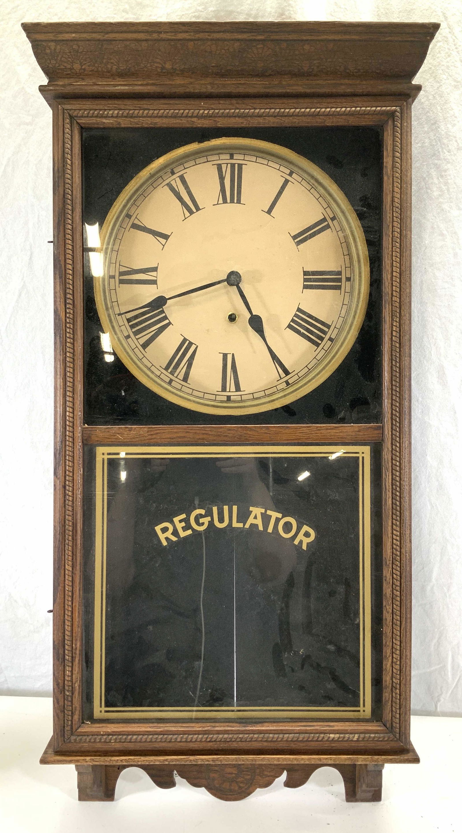 Antique SESSIONS Oak Pendulum Regulator Wall Clock (1 of 15)