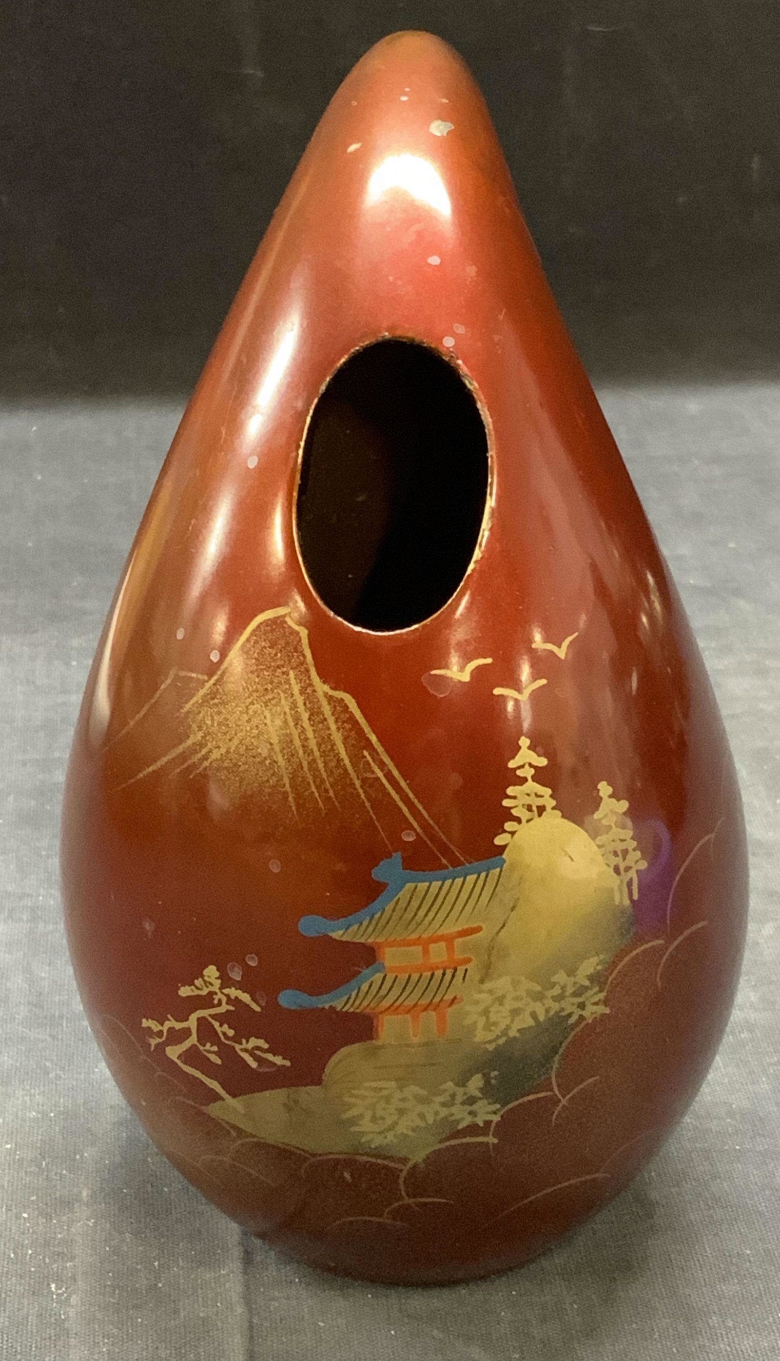 Asian Lacquered Ceramic Bud Vase (1 of 6)