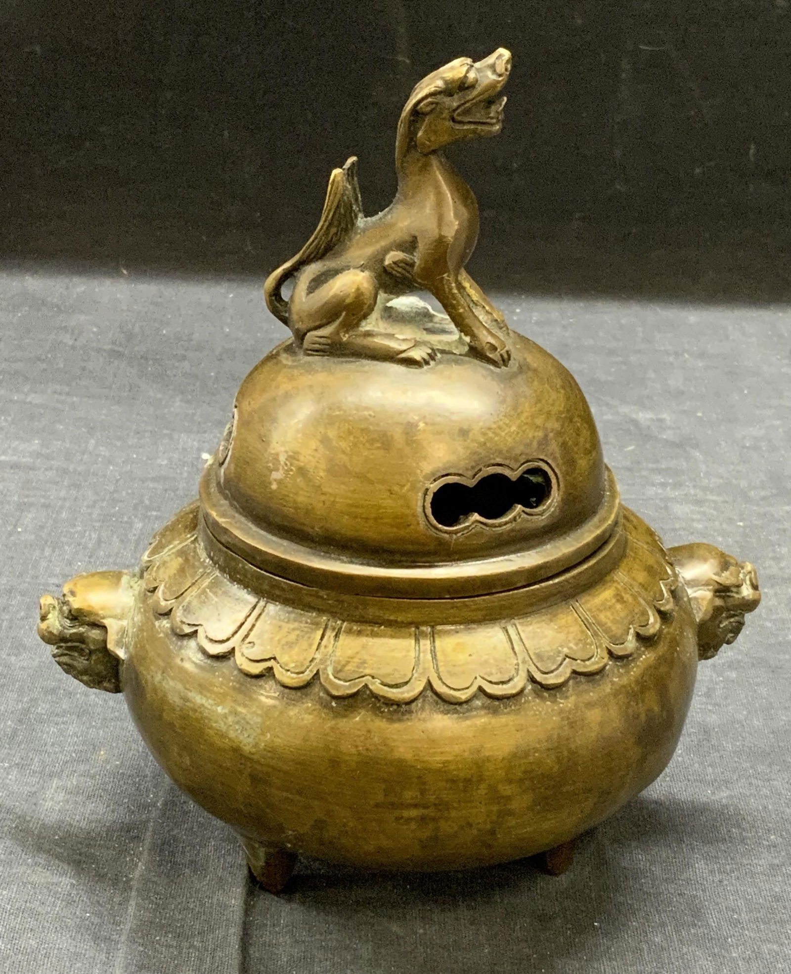 Stamped Chinese Bronze Foo Dog Incense Burner (1 of 6)