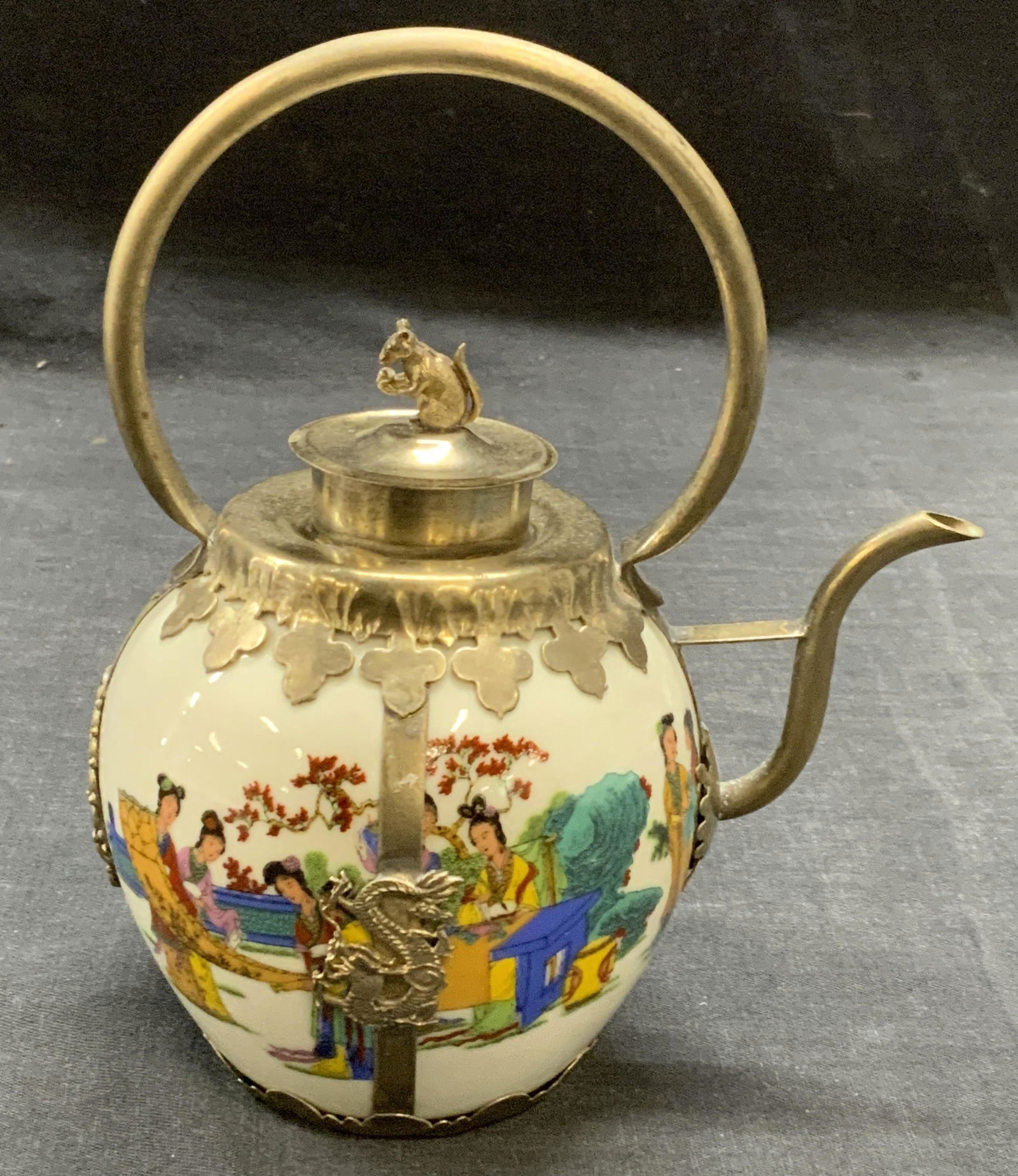 Chinese Porcelain & Metal Figural Teapot (1 of 6)