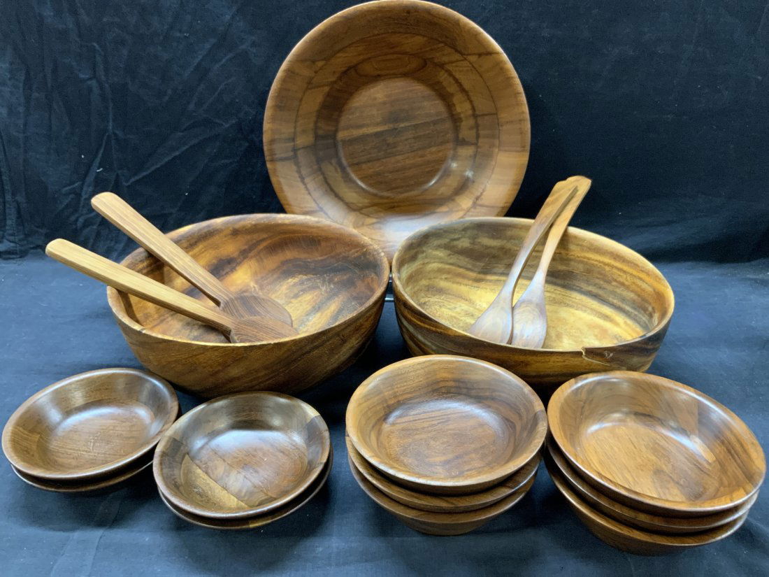 Set 19 Burl Walnut & Wooden Kitchen Accessories (1 of 14)