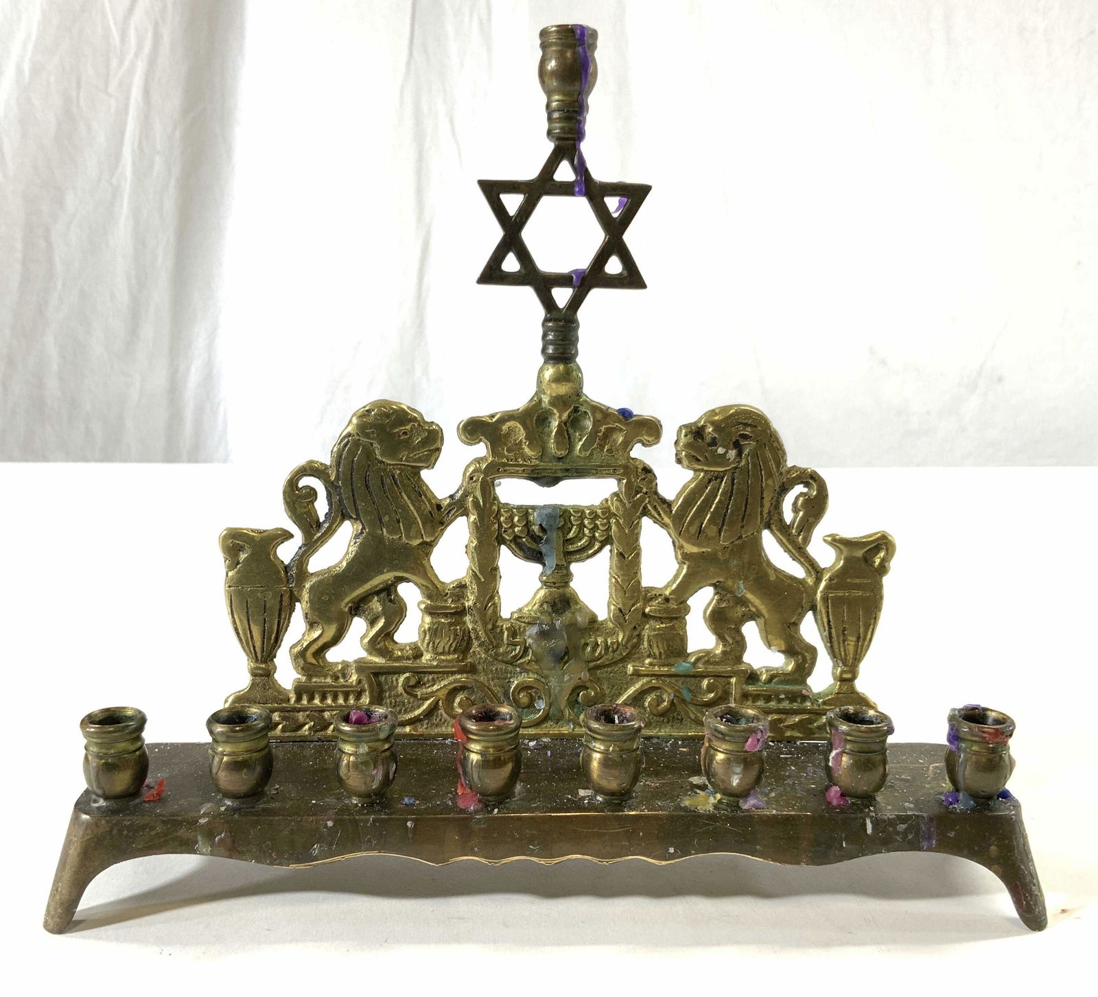 Vintage Brass Judaica Menorah Auction
