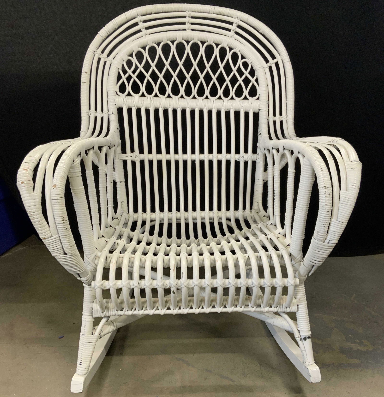 Vintage Rattan Rocking Chair White (1 of 7)