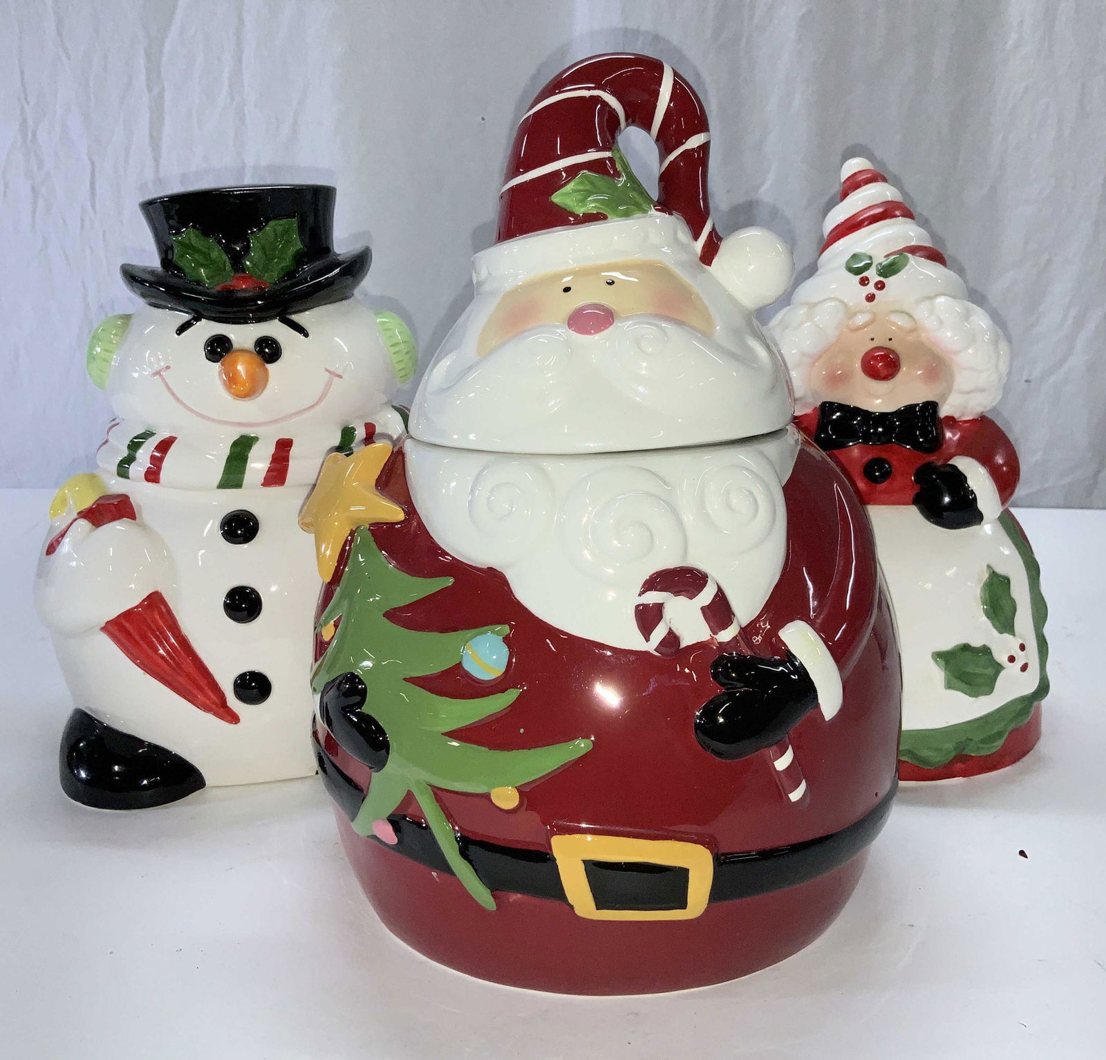 Lot 3 Ceramic Christmas Cookie Jars, Pier 1 (1 of 7)