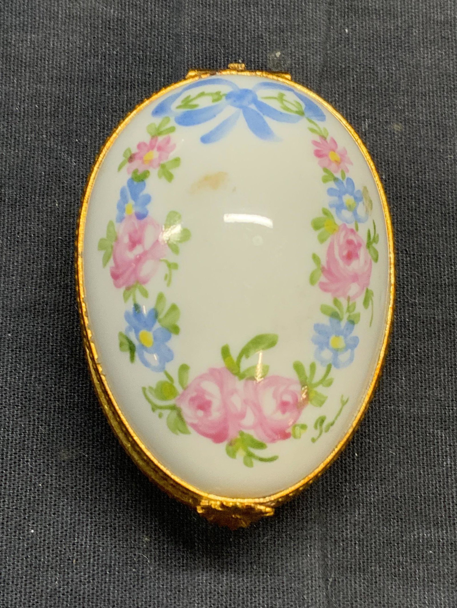 Limoges France Porcelain Egg Floral Trinket Box (1 of 7)
