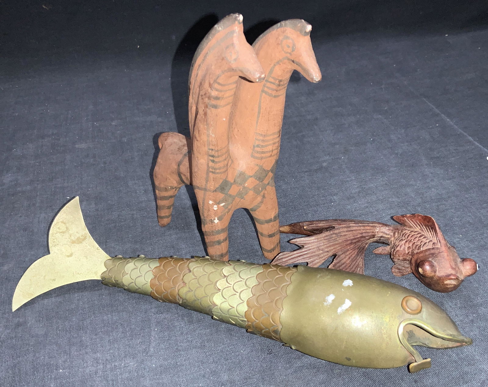 Lot 3 Artisan Crafted Animal Figures, Clay & More (1 of 12)