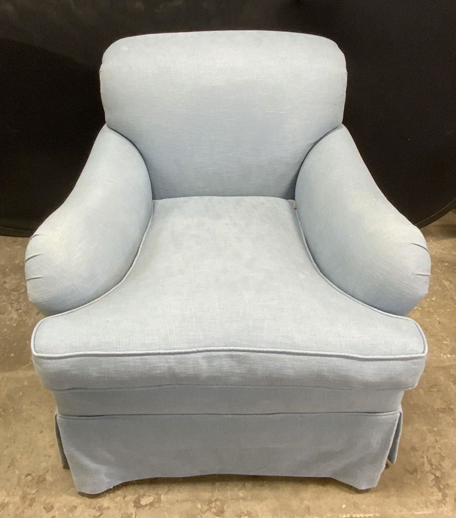 Blue Upholstered Skirted Arm Chair (1 of 8)