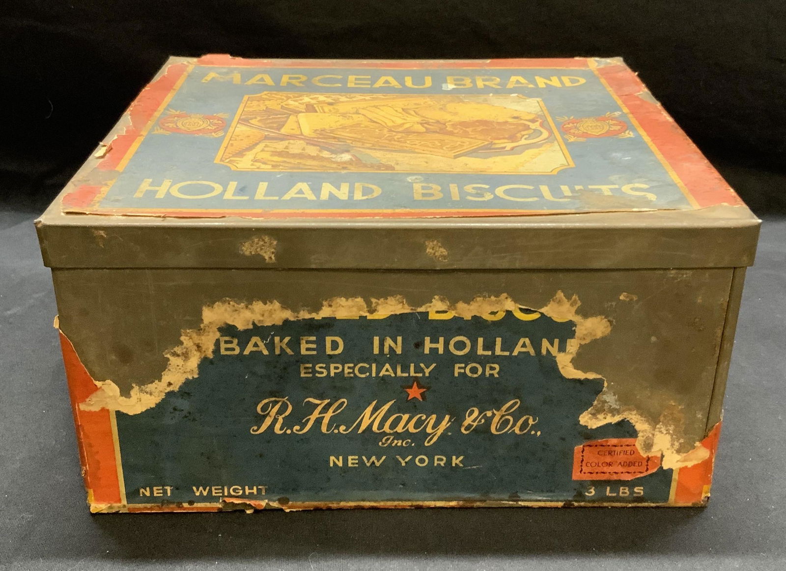 Antique Marceau Holland Biscuits Tin RH Macy (1 of 7)