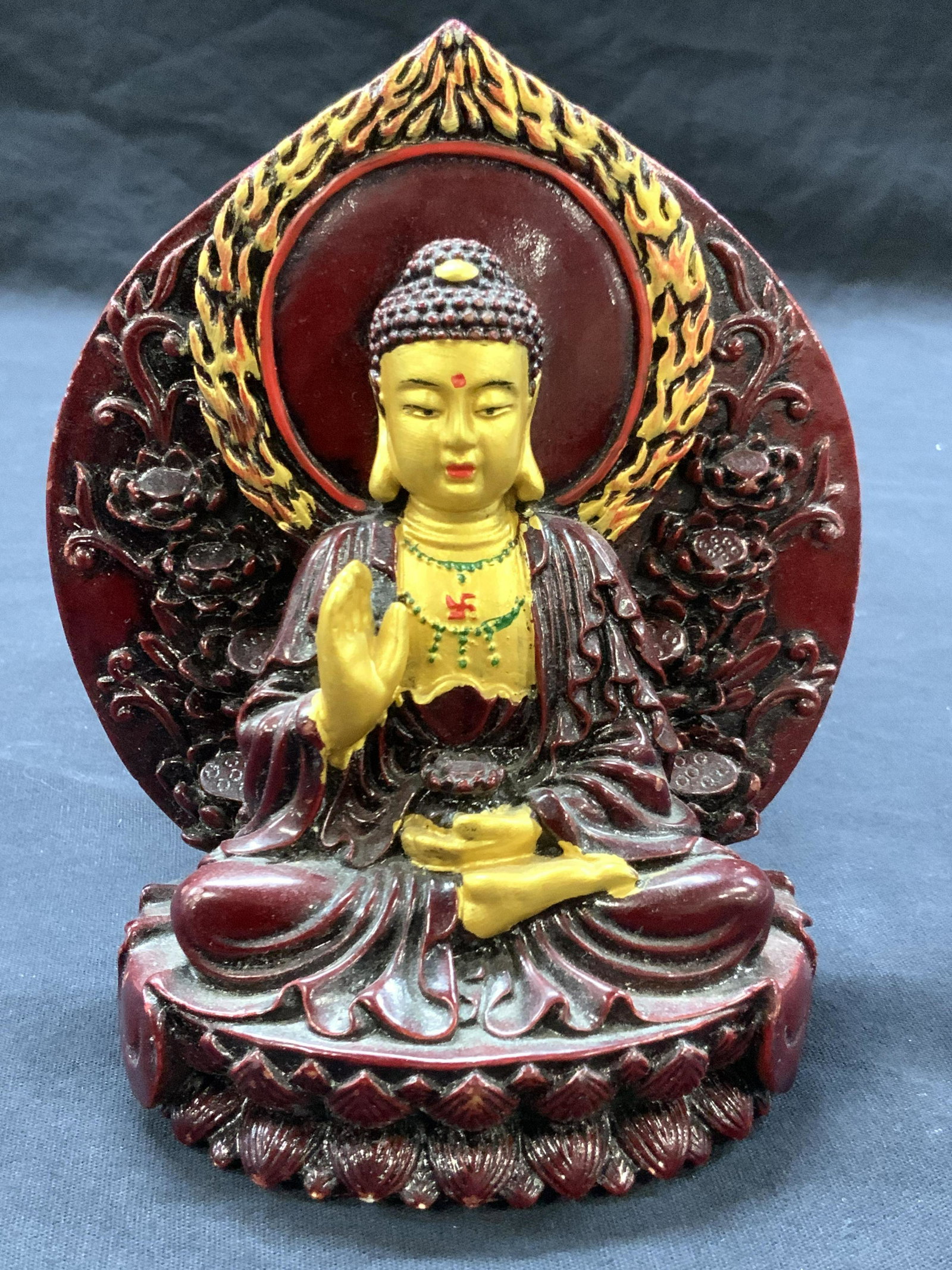 Carved Composite Hand Painted Buddha Figure (1 of 9)