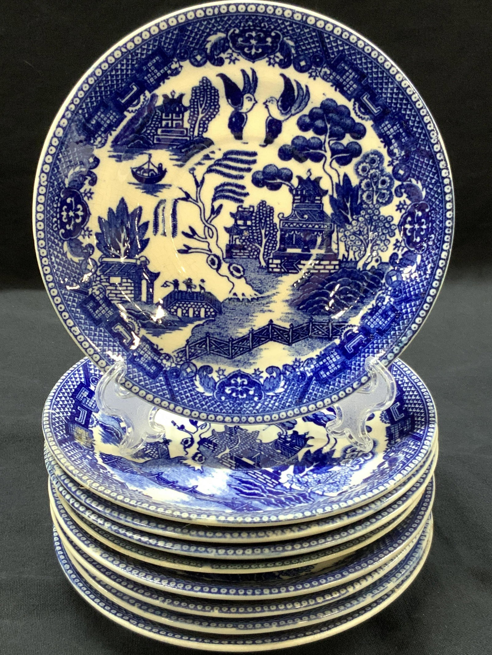 Set 9 Vintage Blue Willow Ceramic Dishes, Japan (1 of 7)