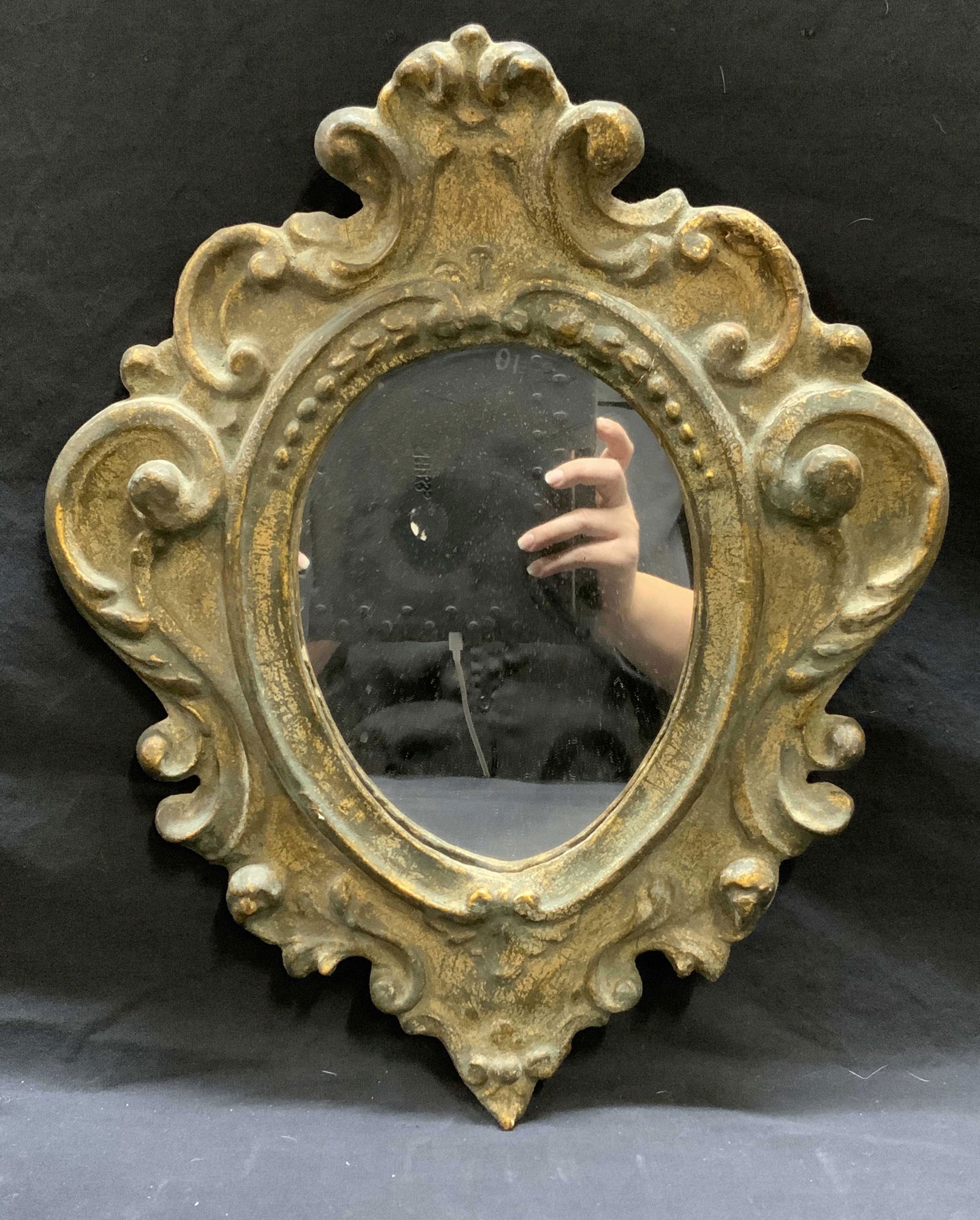 Vintage Gilt Wood Scroll Frame Wall Mirror (1 of 6)