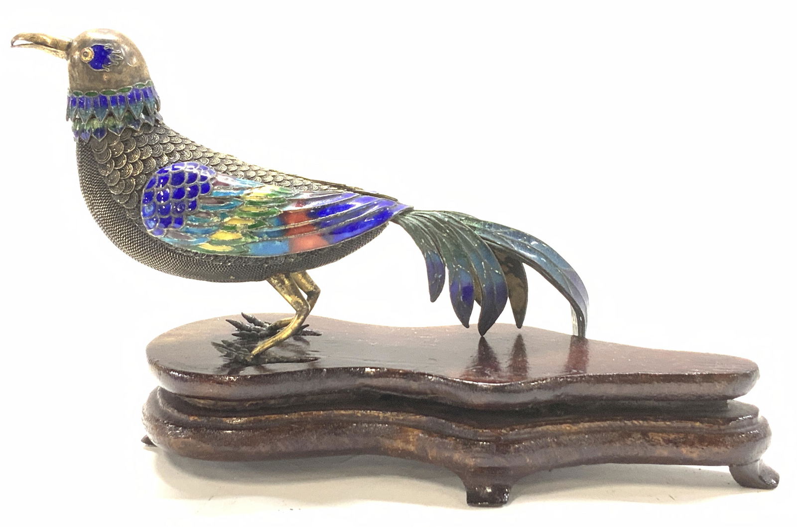 Silver & Enamel Chinese Bird Figural Box (1 of 11)