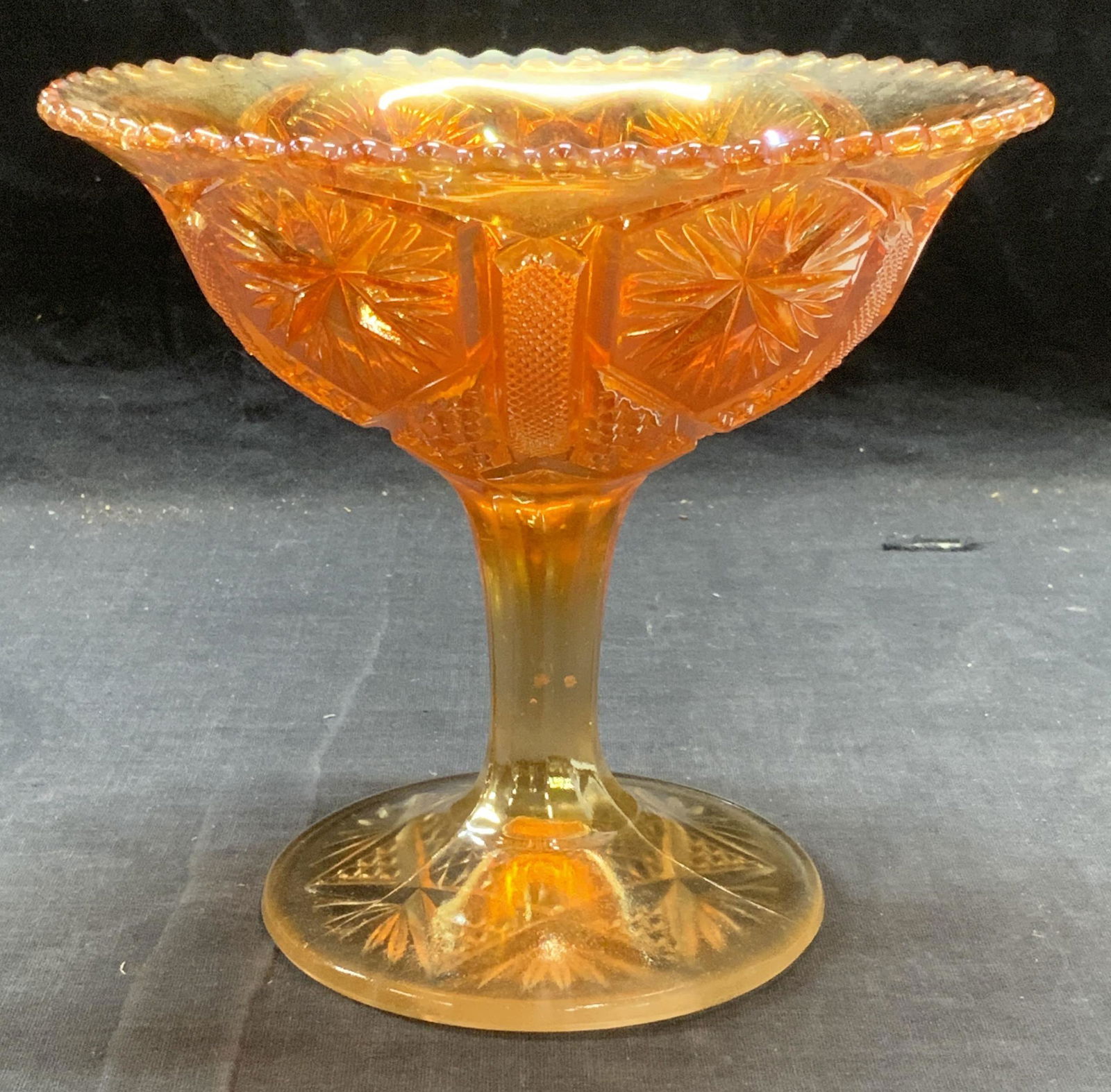 Orange Carnival Art Glass Footed Compote (1 of 6)
