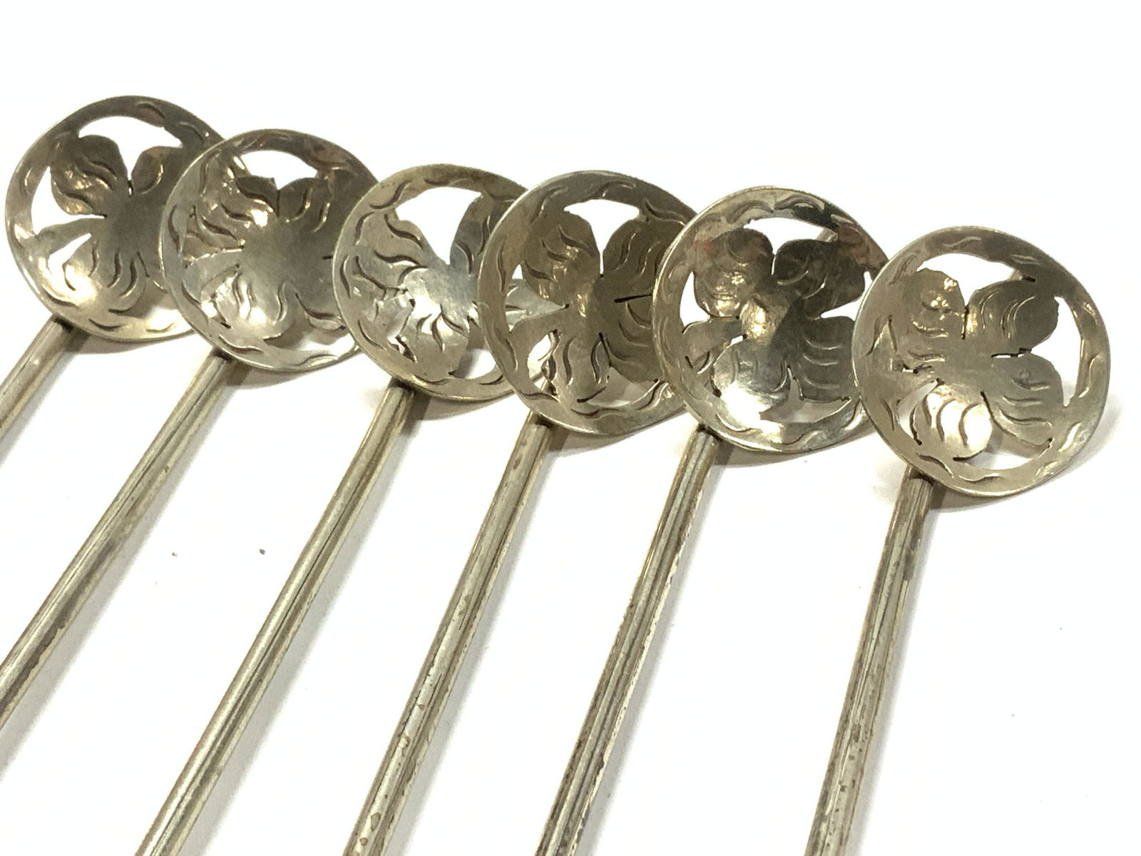 Set 6 Mexican Sterling Silver Ice Tea Spoons (1 of 6)