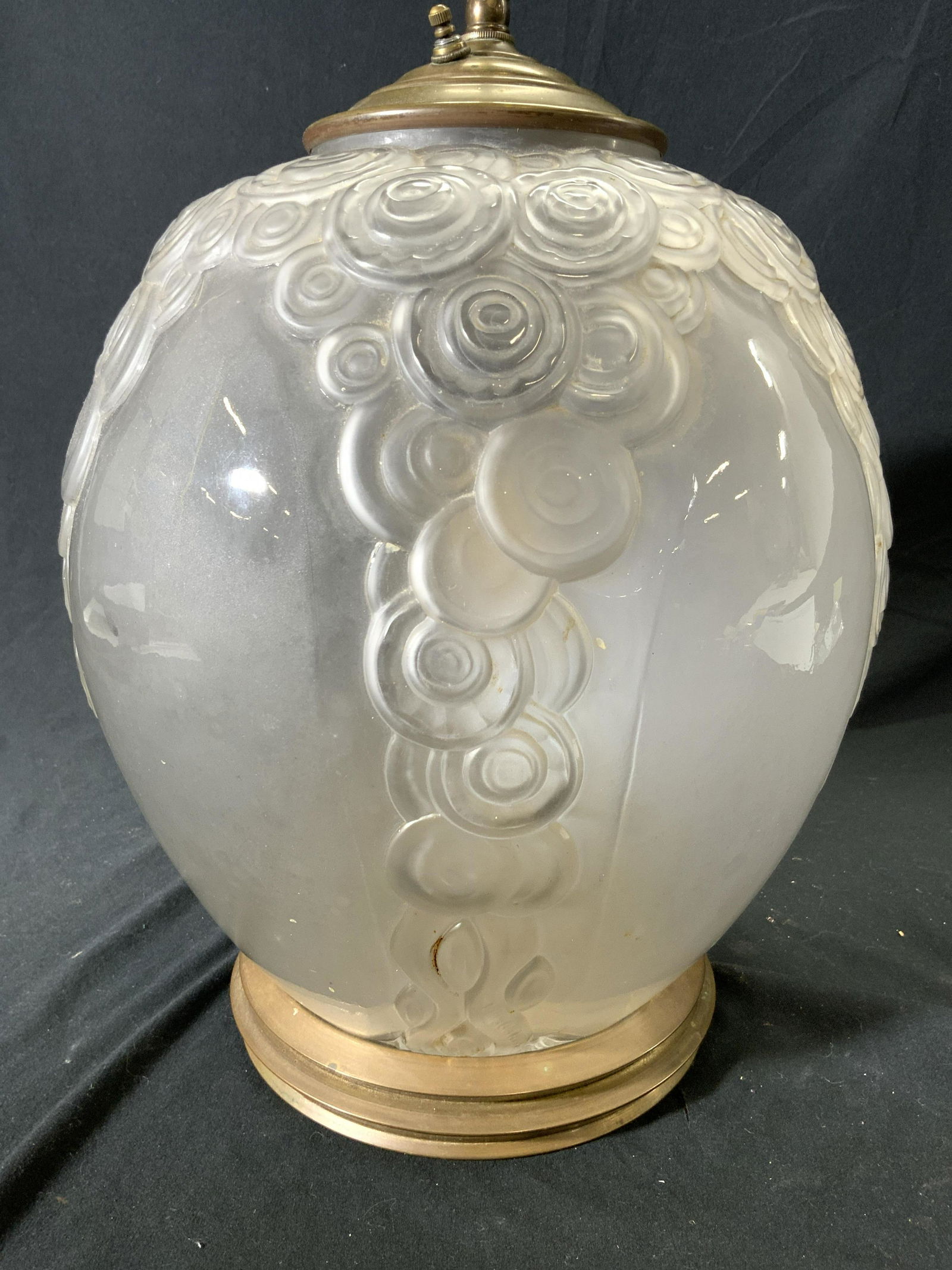 Vintage Art Glass Lamp W Metal Base (1 of 6)