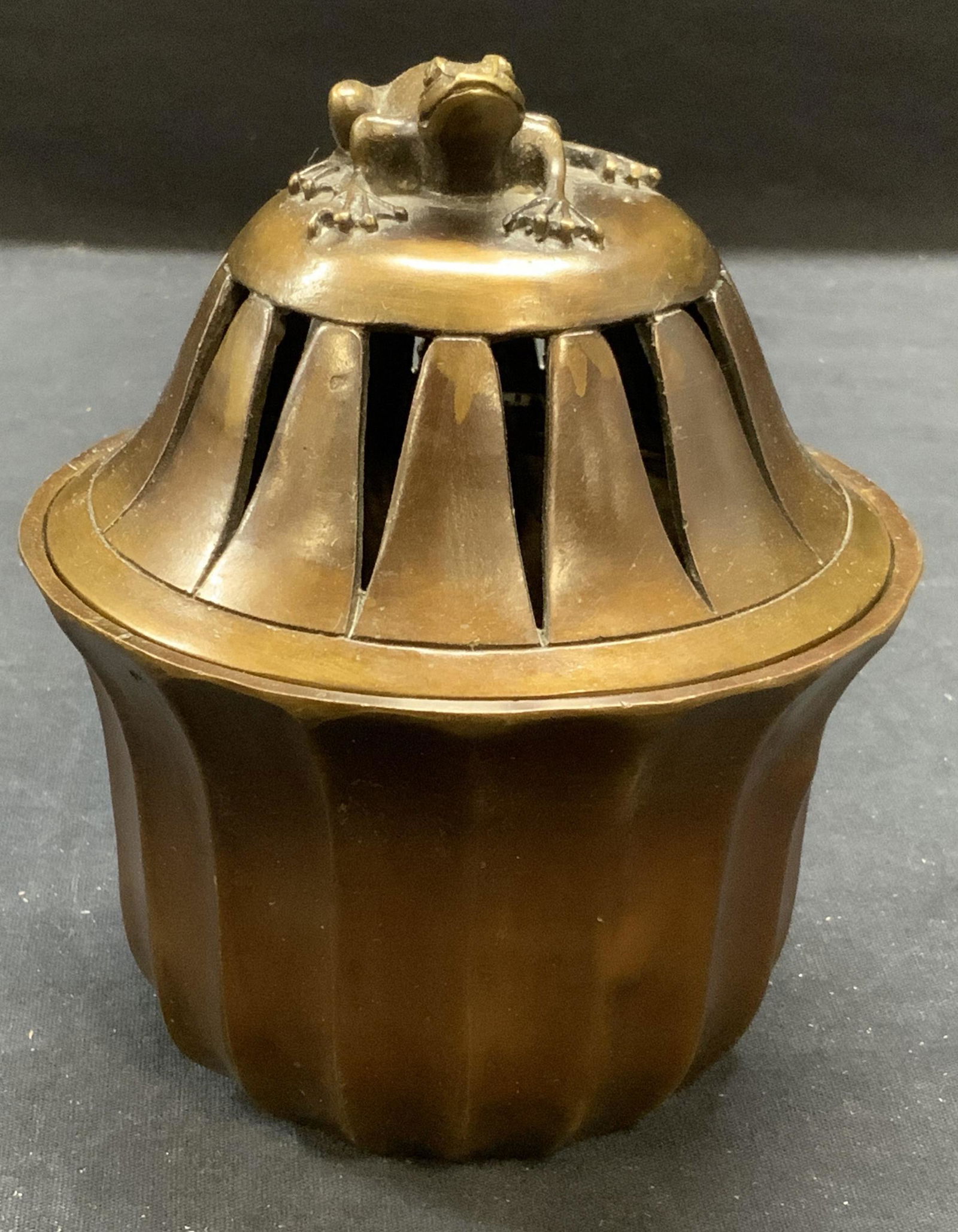 Stamped Chinese Bronze Frog Incense Burner (1 of 6)
