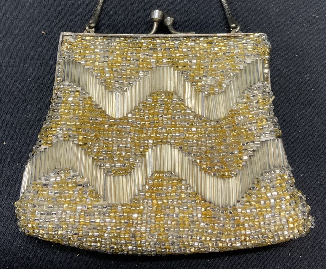 Vintage Gold Tone Beaded Evening Bag (1 of 7)