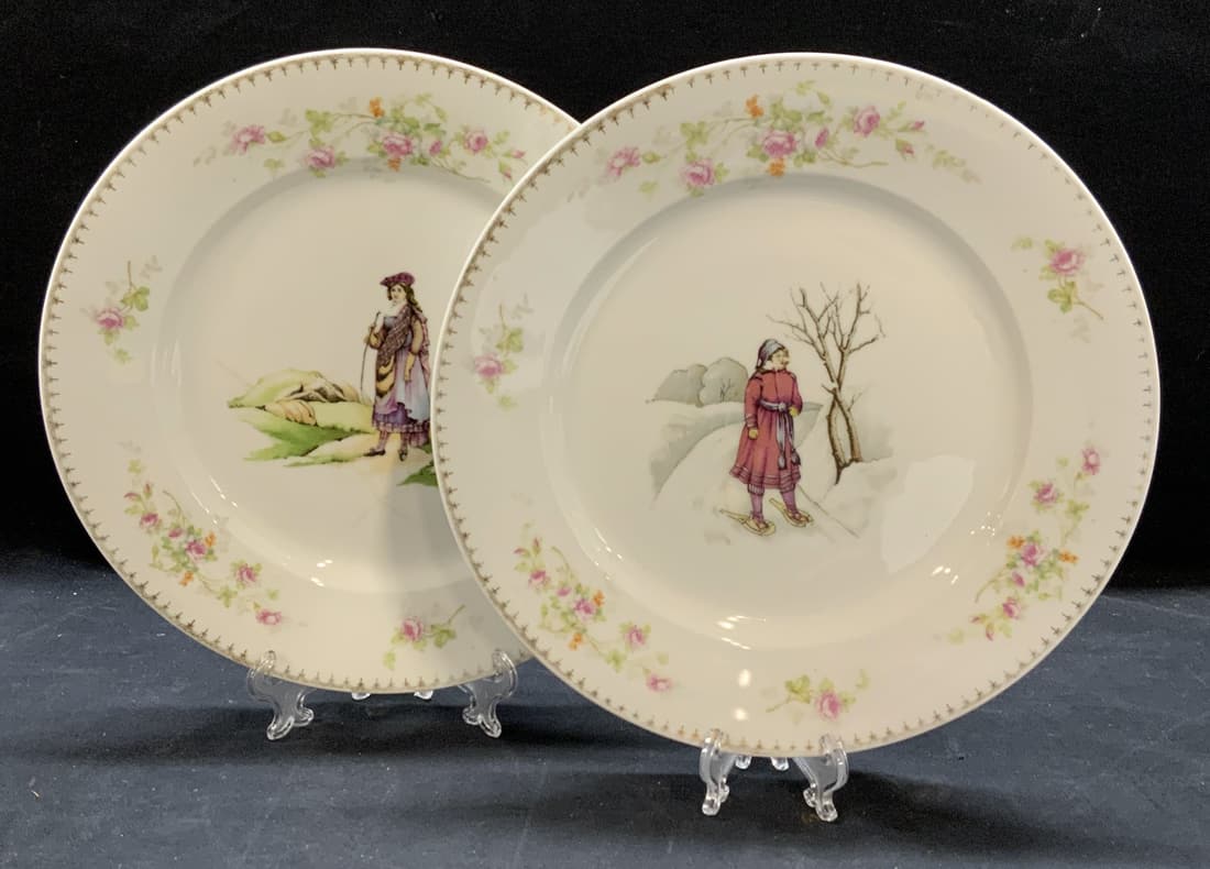 Pair Antique MZ Austria Porcelain Plates (1 of 9)