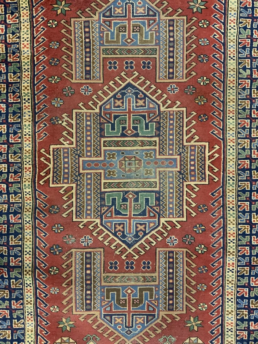 Antique Handmade Kazak Wool Rug (1 of 7)