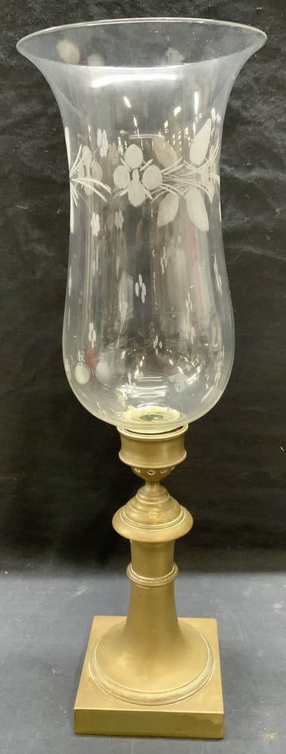 Brass Candle Holder with Hurricane Shade (1 of 7)