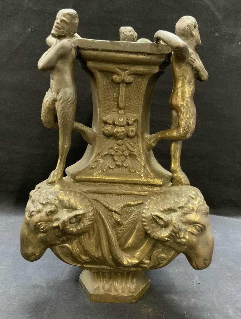 Satyr and Ram Figural Gilt Iron Sculpture (1 of 6)