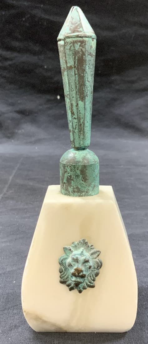 Soapstone Bell Form Paperweight w Lion Head (1 of 6)