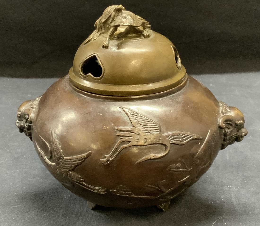 Stamped Chinese Bronze Phoenix Incense Burner (1 of 6)