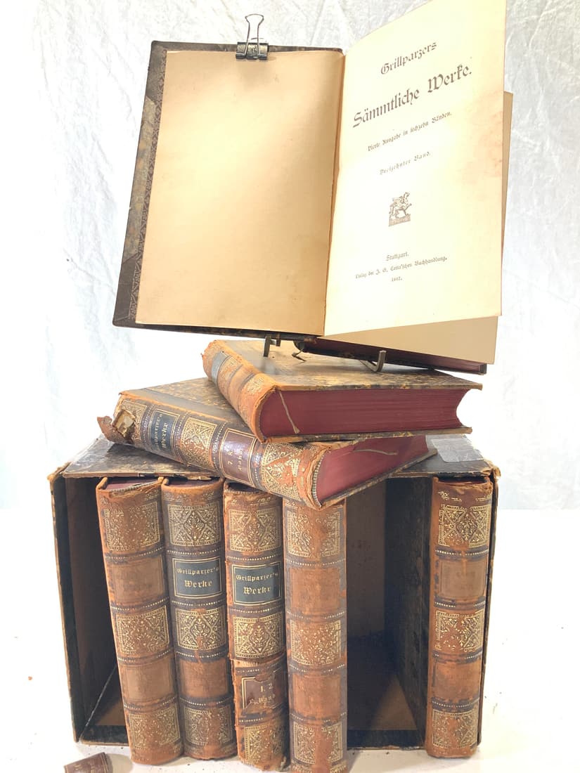 Antique Set 8 German Books, Franz Grillparzer 1887 (1 of 10)