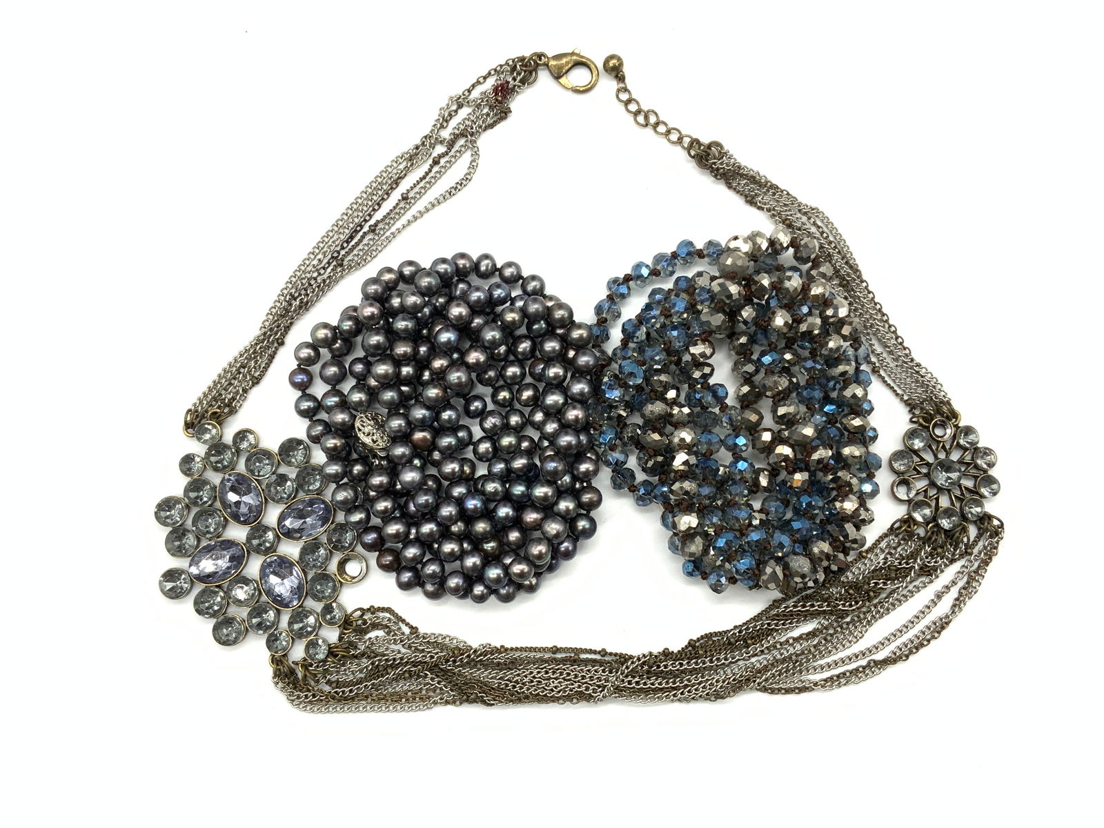 Lot 3 Tahitian Pearl Necklace, Crystal Necklaces (1 of 13)