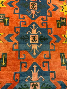 Vntg Room Size Handmade Turkish Kilim Wool Rug: Rug is handmade and wool. Piece is vintage. Rug has intricate multi toned geometric detail. Edges of rug have sand toned fringes. Rug measures approx 143 inches long 101 inches wide. Rug, carpet, kili