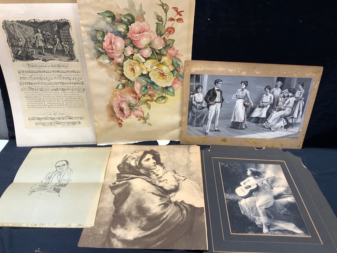 Lot 6 Vintage & Antique Paintings & Lithographs (1 of 13)