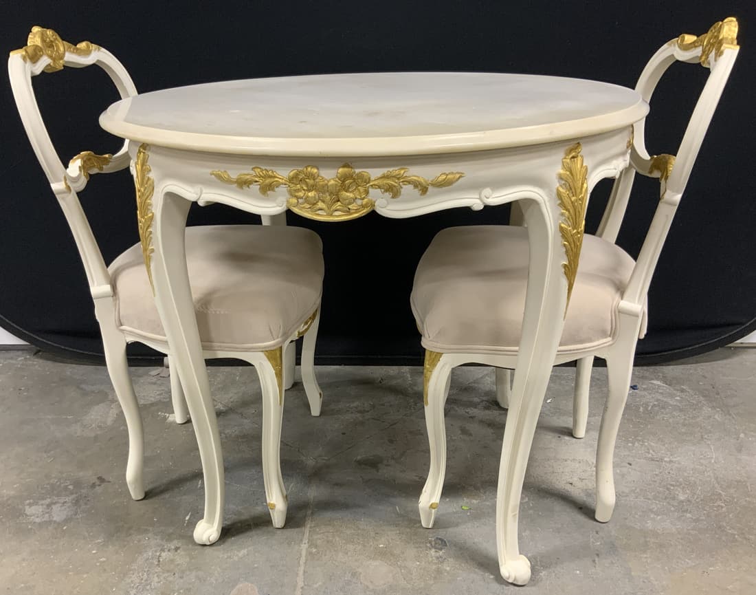 Vntg French Provincial Marble Bistro Table &Chairs (1 of 13)