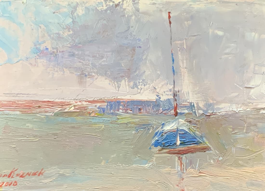 Koznick Signed Nautical Boat Oil Painting (1 of 8)