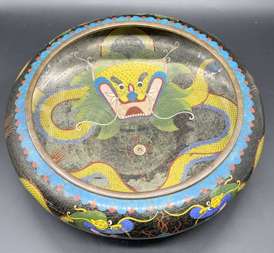 Signed Vintage Asian Cloisonne Dragon Bowl (1 of 17)