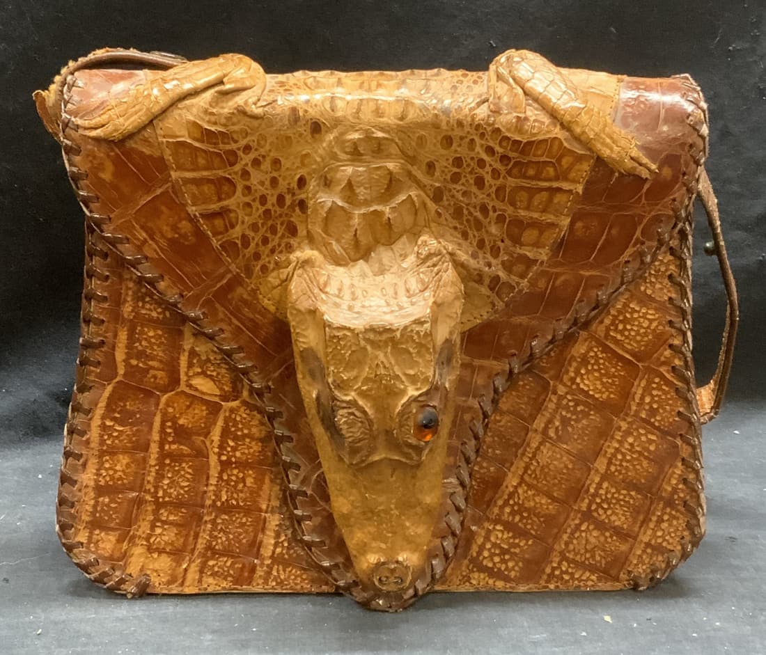 Vintage Genuine Alligator Handbag, Cuba (1 of 8)