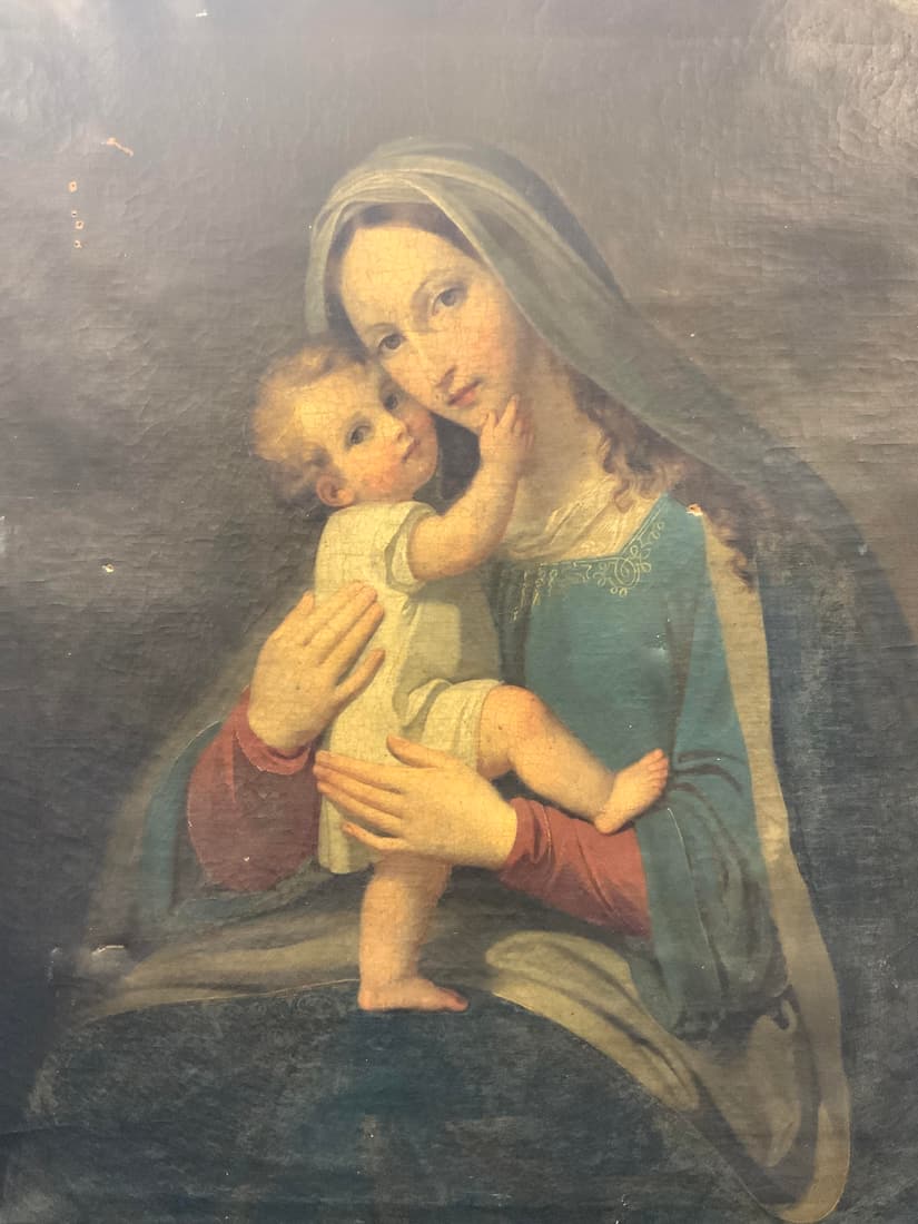 Antique Madonna And Child Framed Oil Painting (1 of 13)