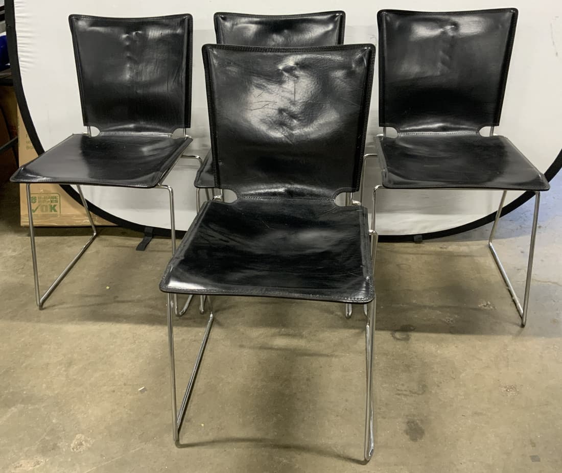 ICF Italian Midcentury Leather Chrome Frame Chairs (1 of 19)