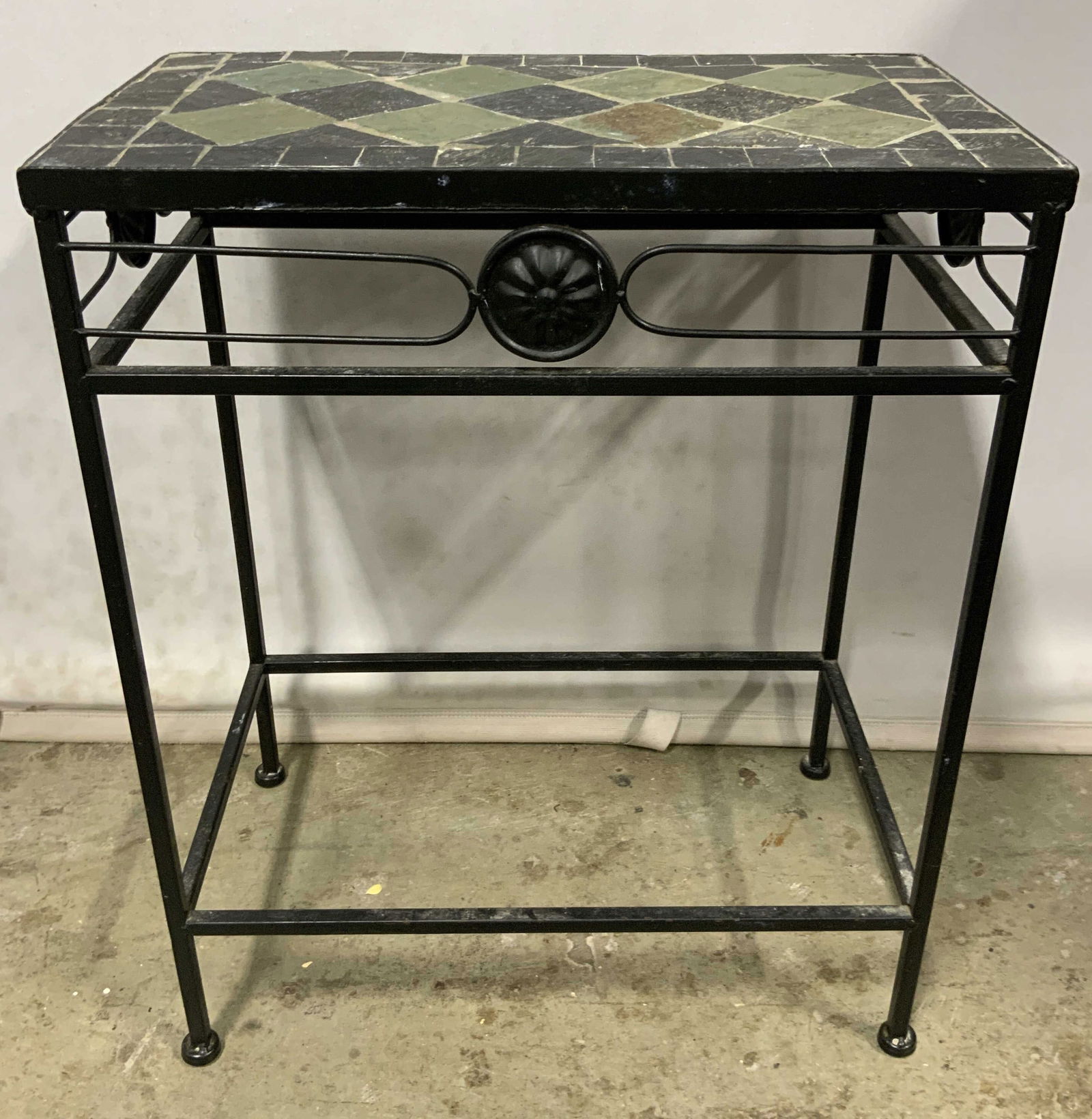 Vintage Mosaic Top Metal Side Table Auction