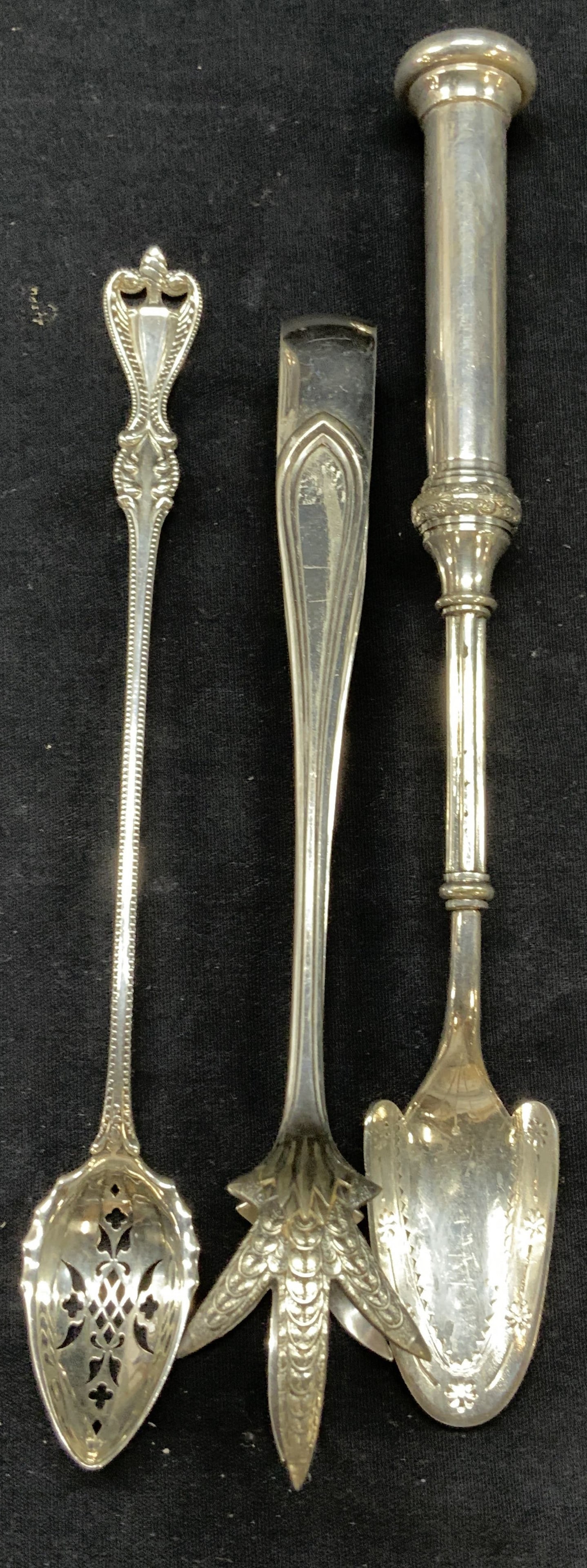 Lot 3 Antique Sterling Silver & Plated Server ware (1 of 9)