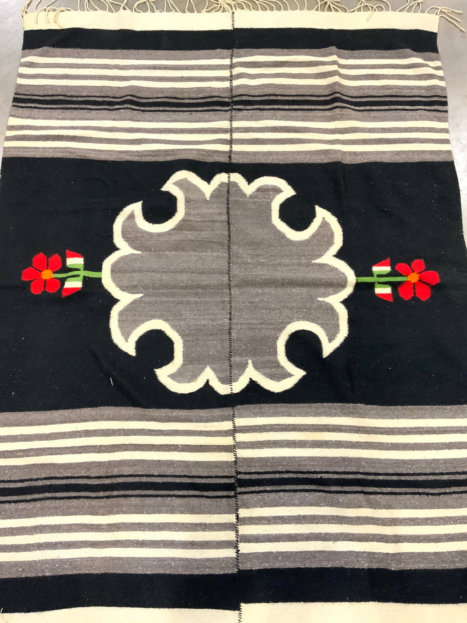 Handmade Mexican Wool Saltillo Rug Blanket (1 of 6)